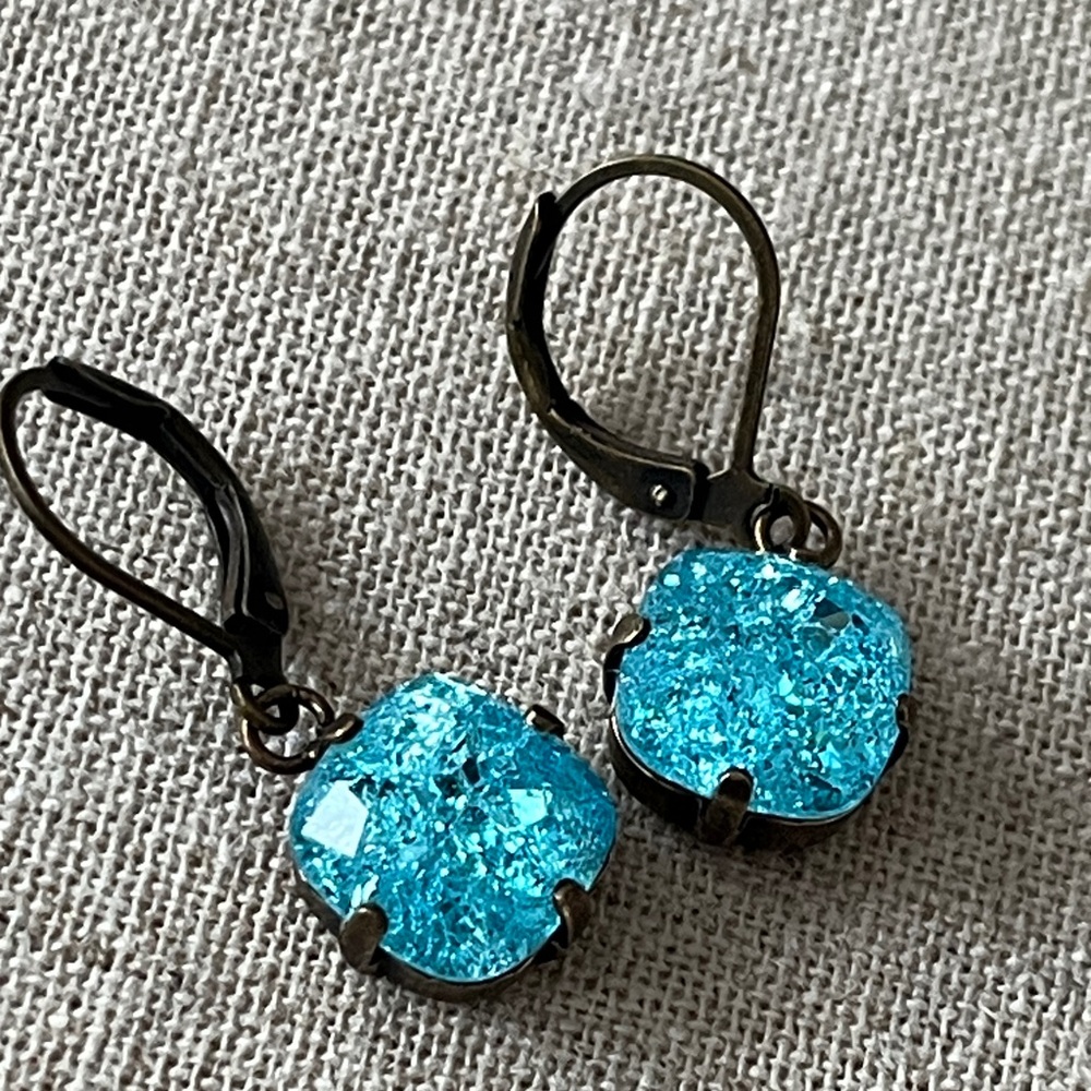 Swarovski Crystal Earrings Turquoise Ice